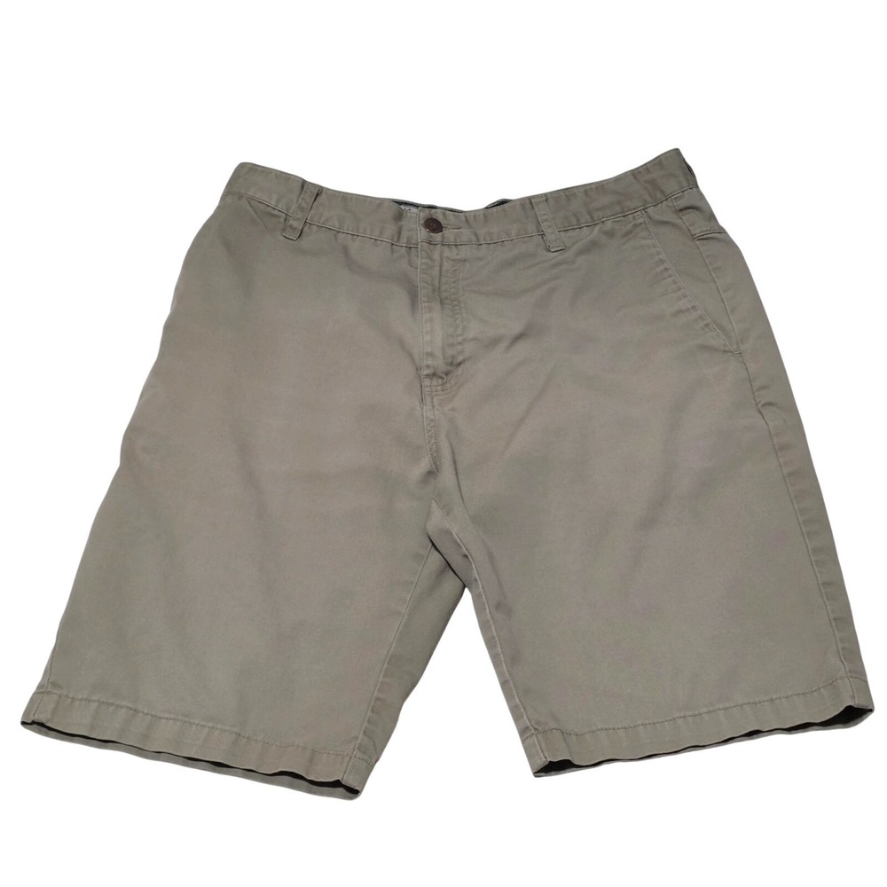 Volcom Men's Khaki Chino Shorts Size 33‎ Flat Front Casual Everyday Wear